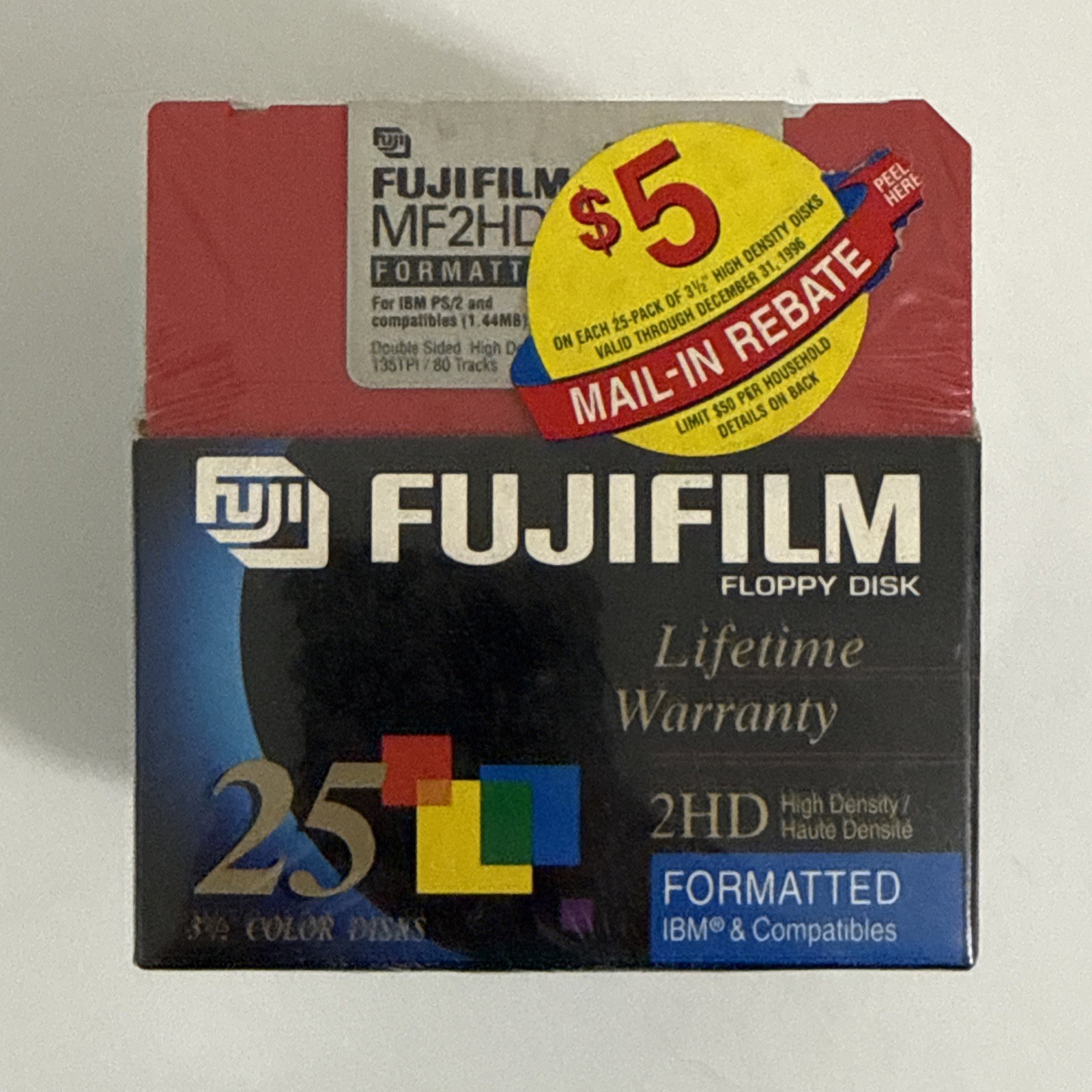Fujifilm 3.5 Floppy Disks 2HD 1.44MB 25 Pack Color Disks IBM PC Formatted Sealed