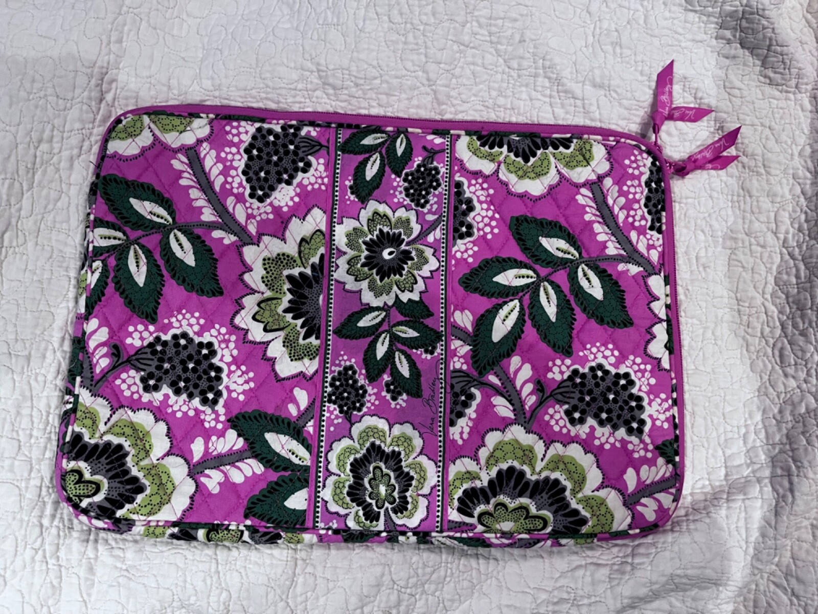Vera Bradley Laptop Sleeve Retired Pattern Priscilla Pink 13" X 11" Padded Case