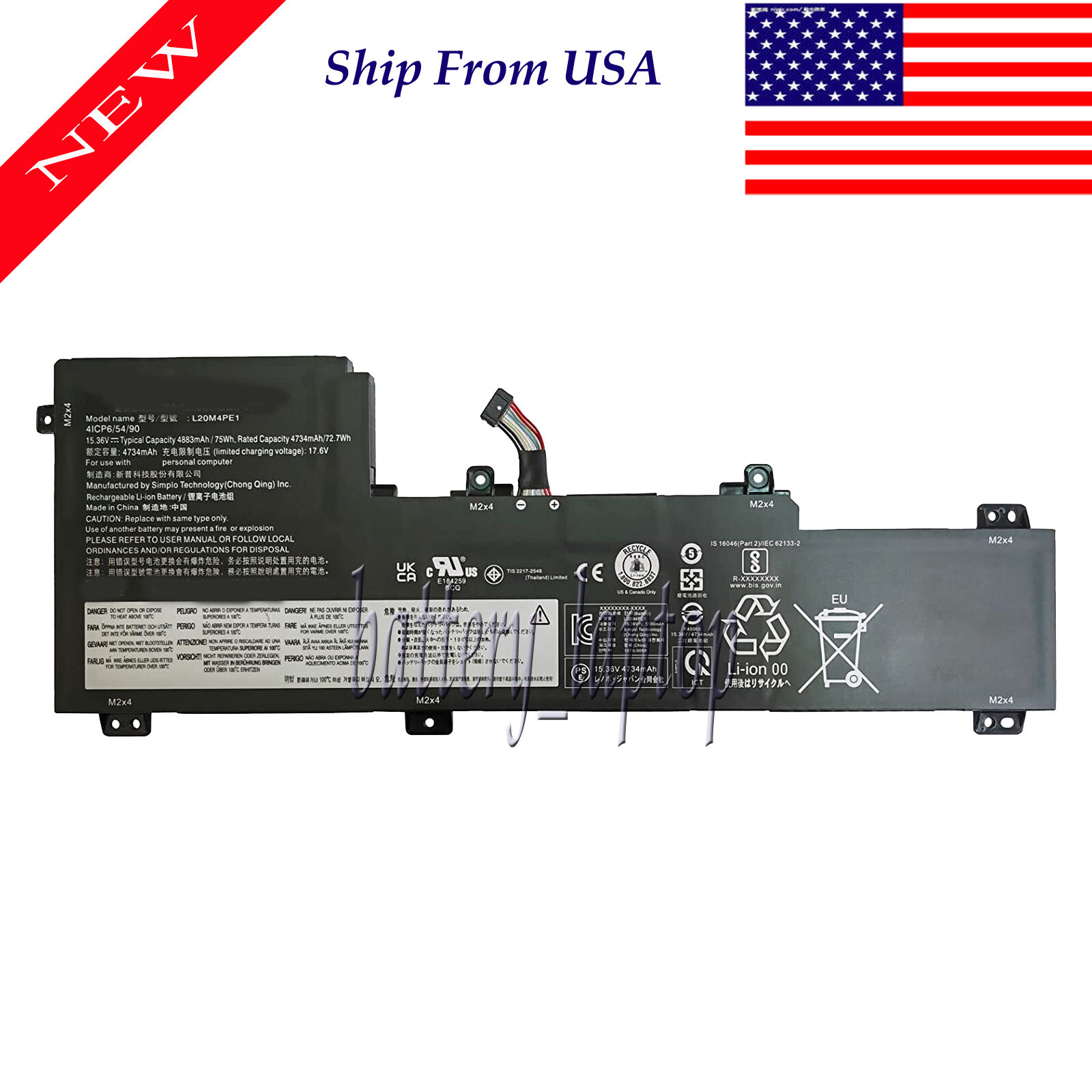 L20C4PE1 Laptop Battery For Lenovo IdeaPad 5 Pro 16ACH/IHU6 L20L4PE1 L20M4PE1