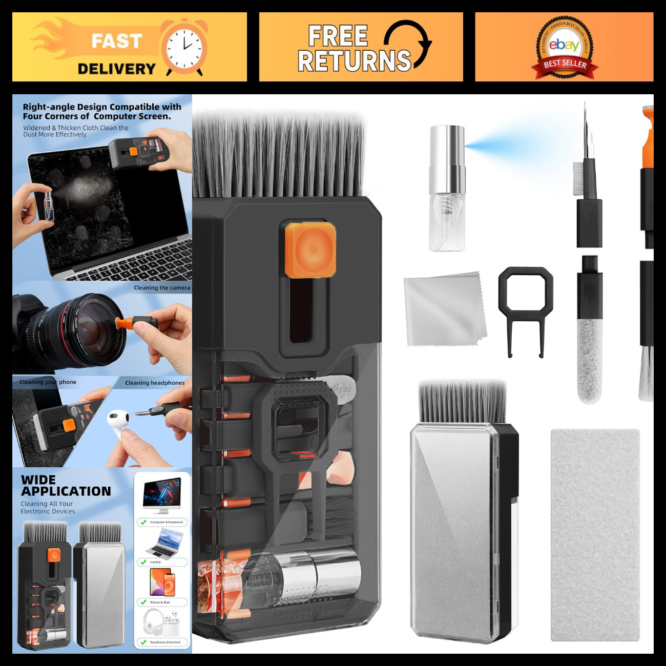 All-in-1 Keyboard Cleaner & Laptop Cleaning Kit for PC, Dust & Dirt Removal Tool