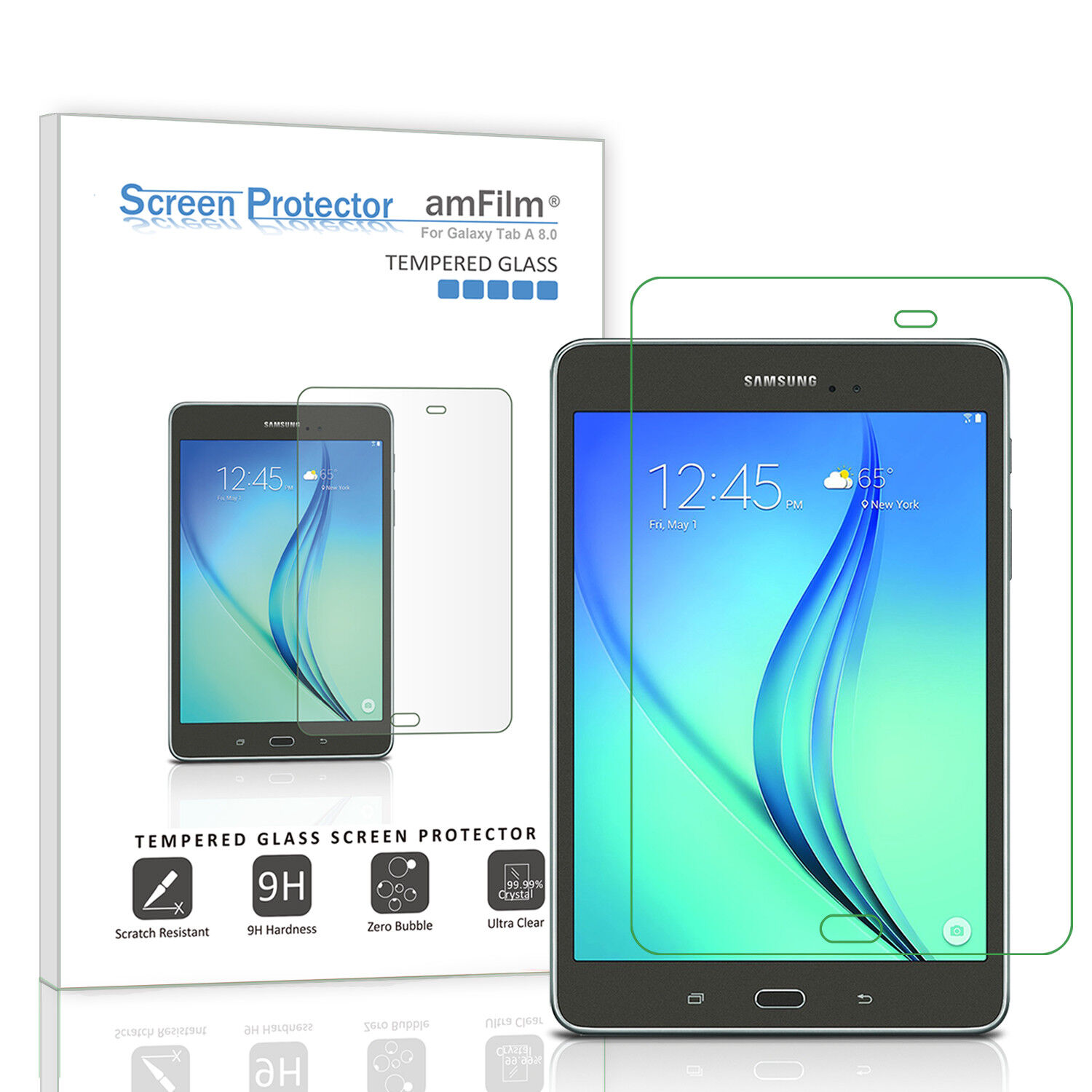 amFilm Samsung Galaxy Tab A 8.0  Premium Tempered Glass Screen Protector(1 Pack)