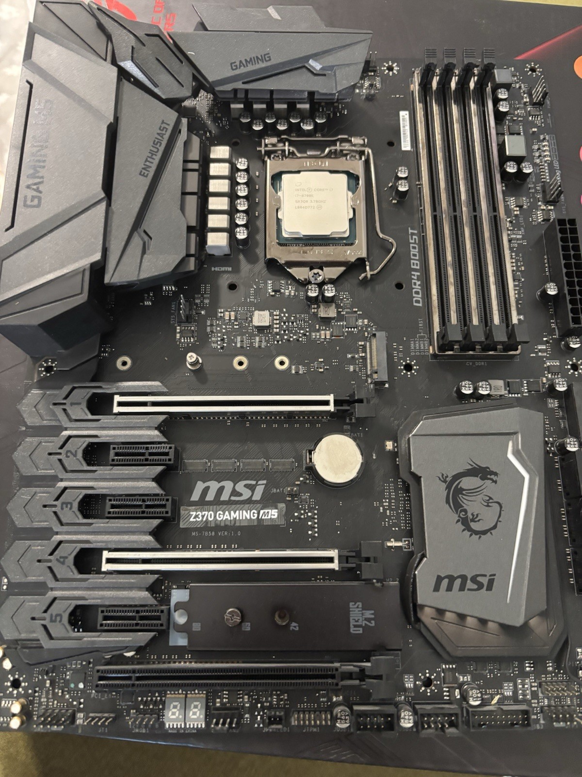 CPU Motherboard Combo: MSI Z370 M5 Gaming With Intel 8700k CPU And IO Shield