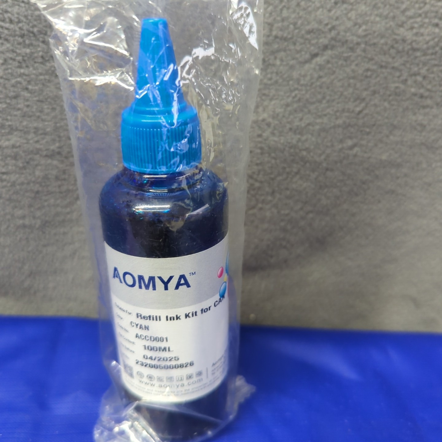 AOMYA Dye Ink For HPQ Cyan 100ml. Abhd001 New Sealed