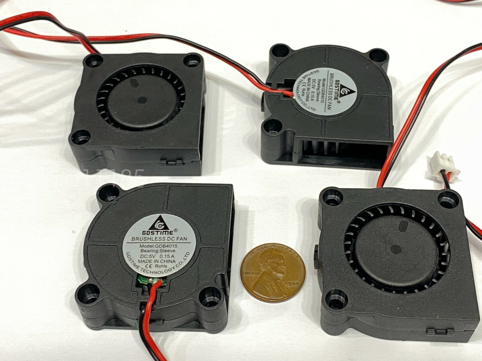 4 Pieces 5V Brushless 4015 Cooling Fan Blower 2pin 40mm x 15mm 4cm