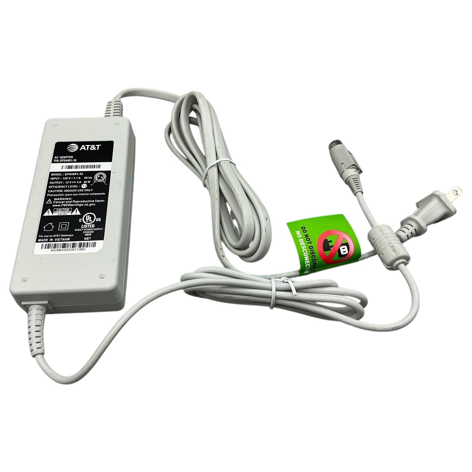 AT&T EPS48R1-36 AC Adapter Power Supply 12V 4A 48W for AT&T Gateways