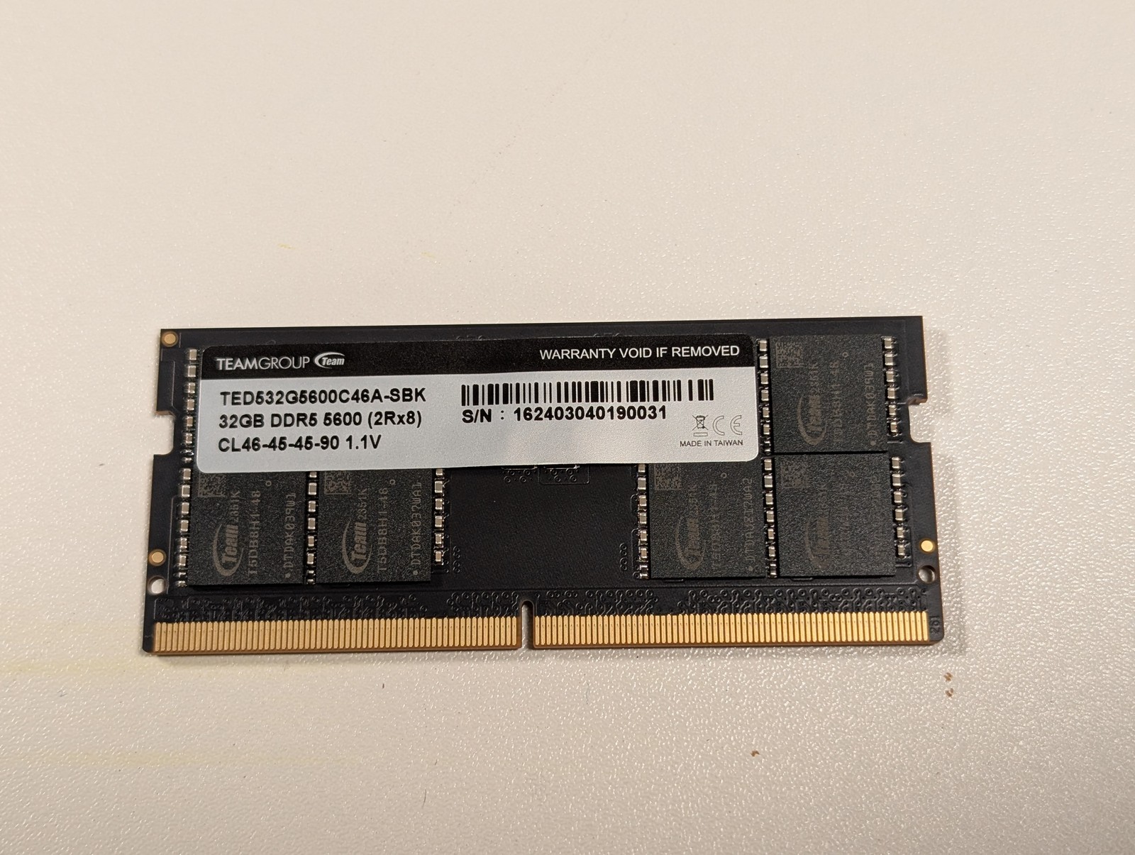 TeamGroup Elite 32GB 1x32GB DDR5 5600 CL46 SO-DIMM Laptop Memory