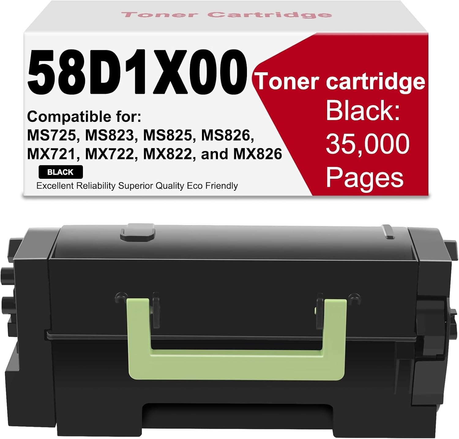 58D1X00 Toner Cartridge for Lexmark MS823 MS825 MS826 MS725 MX721 MX722 Series