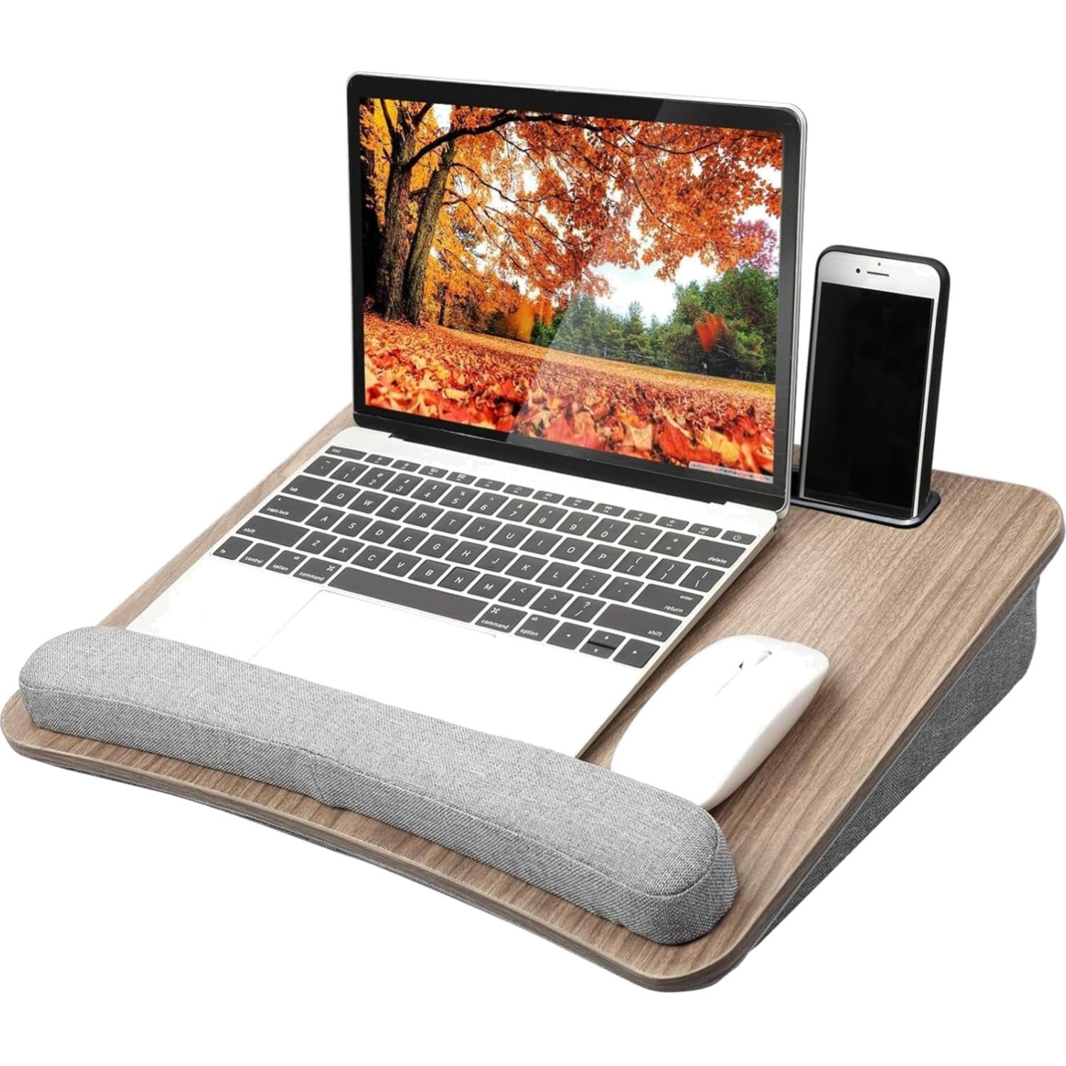 HUANUO Laptop Lap Desk With Cushion Fits Up To 15 6 In Woodgrain