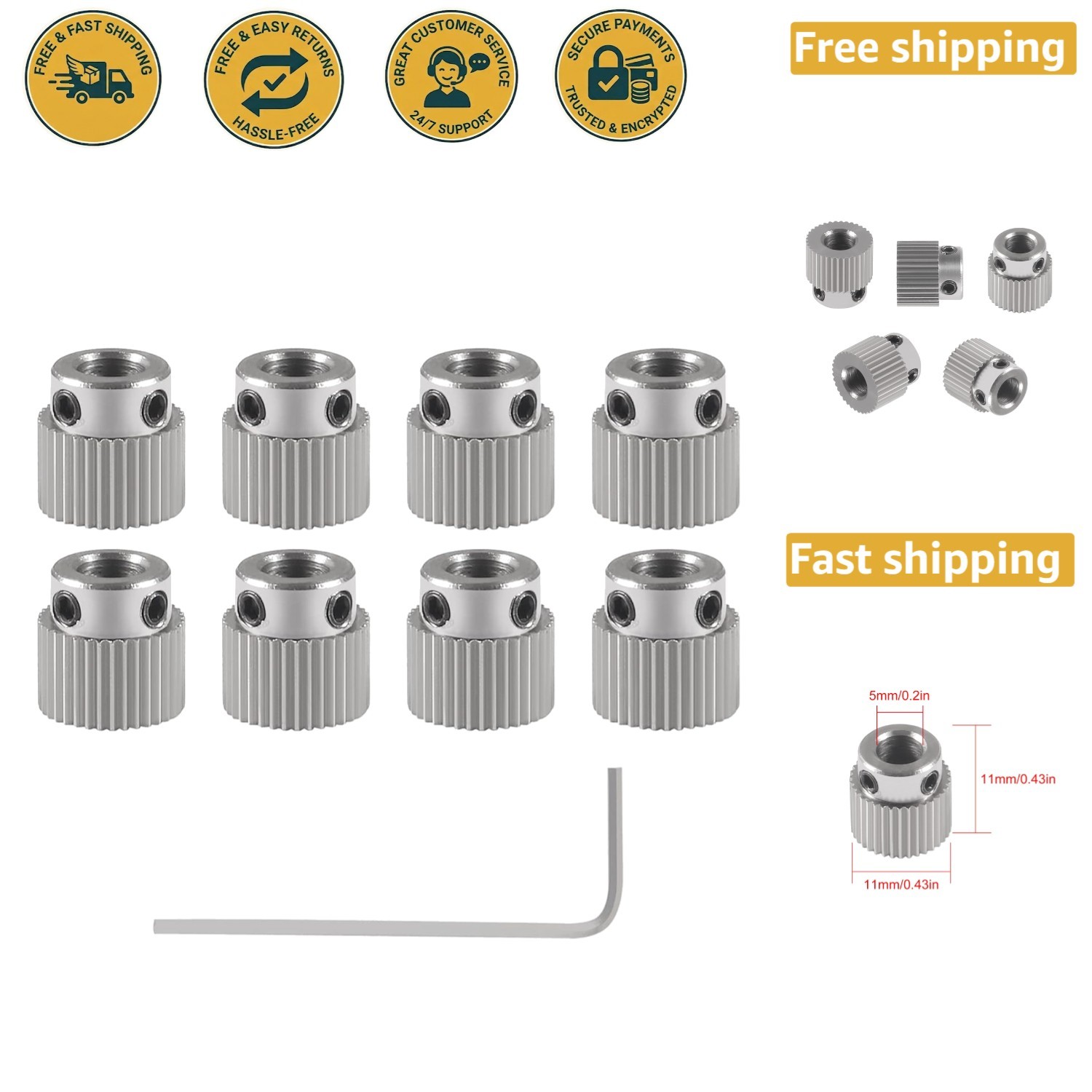 High-Quality 36 Teeth Stainless Steel Drive Gears for Creality Ender & CR Series