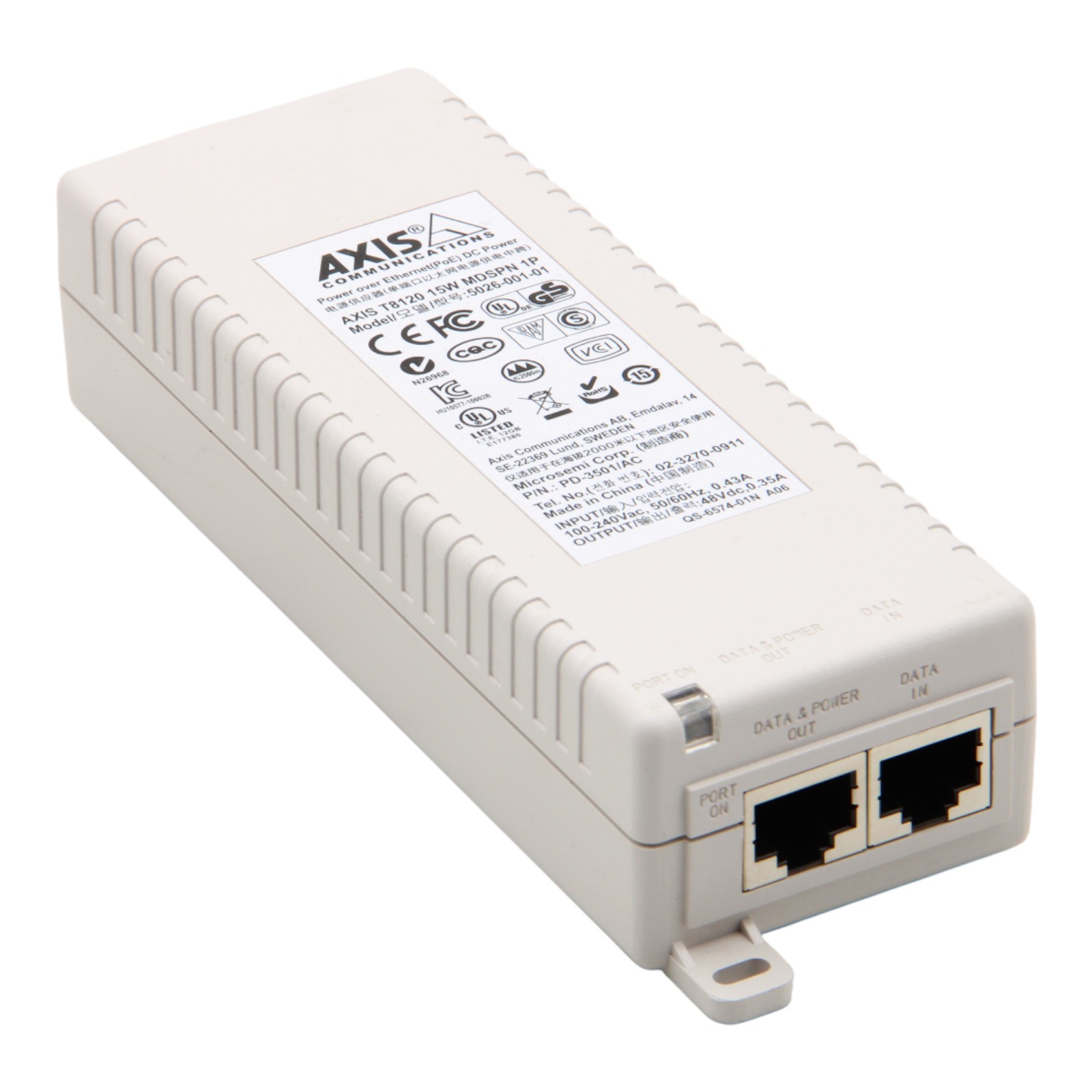 Axis MDSPN1P T8120 5026-001-01 Midspan 15W 1-Port PoE Injector Adapter