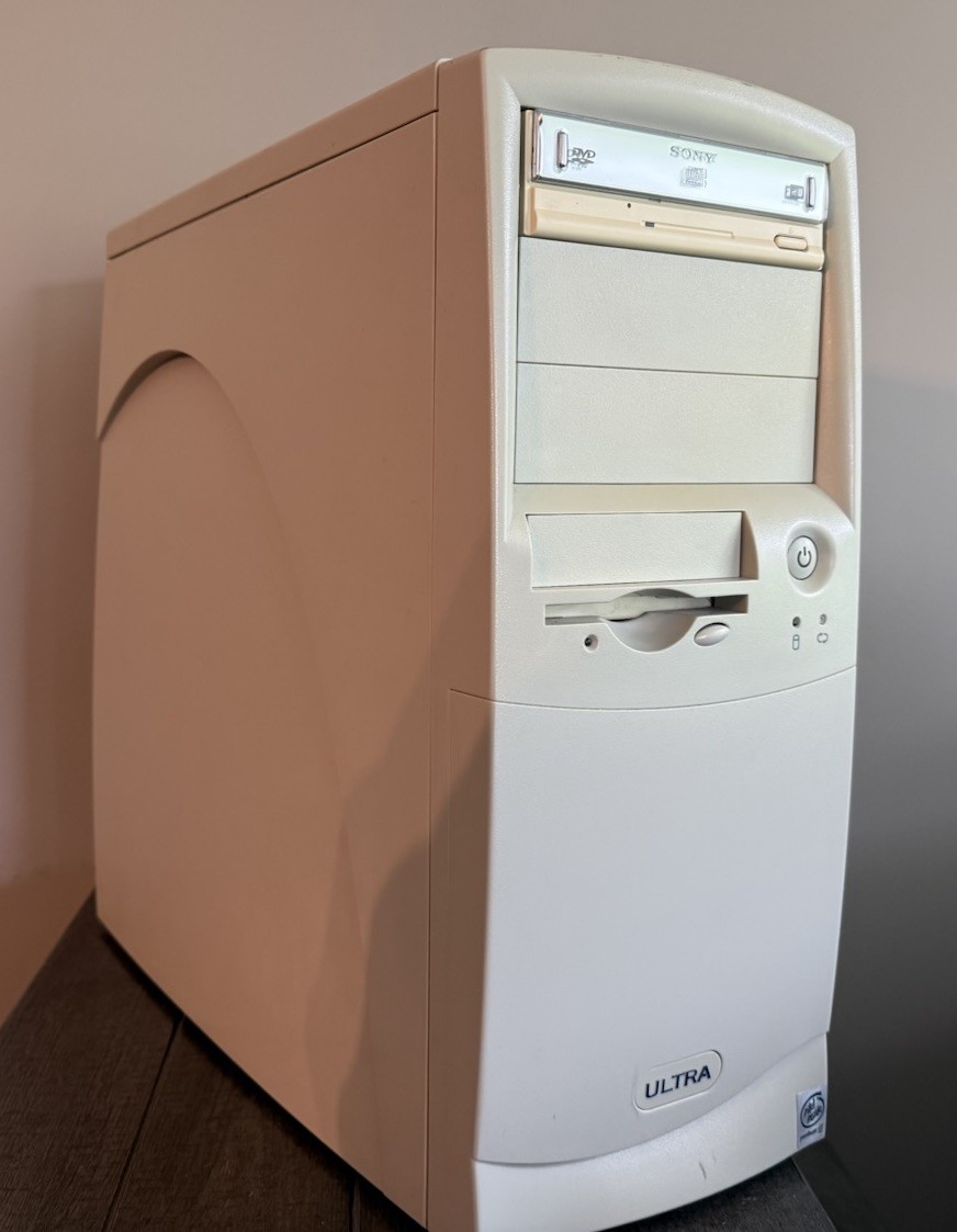 Vintage Beige PC Case Mid Tower w/ Sony DVD/CD Rewritable Drive & Floppy Drive