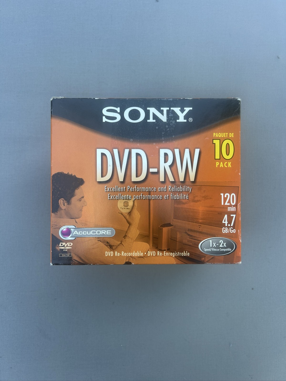 Sony DVD-RW 10 Pack 4.7GB 120 Min Re-Recordable 1x-2x Discs AccuCORE