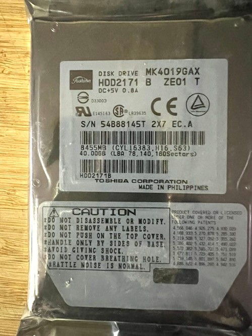 Toshiba MK4019GAX HDD2171 B ZE01 T 40gb Hard Drive 2.5"