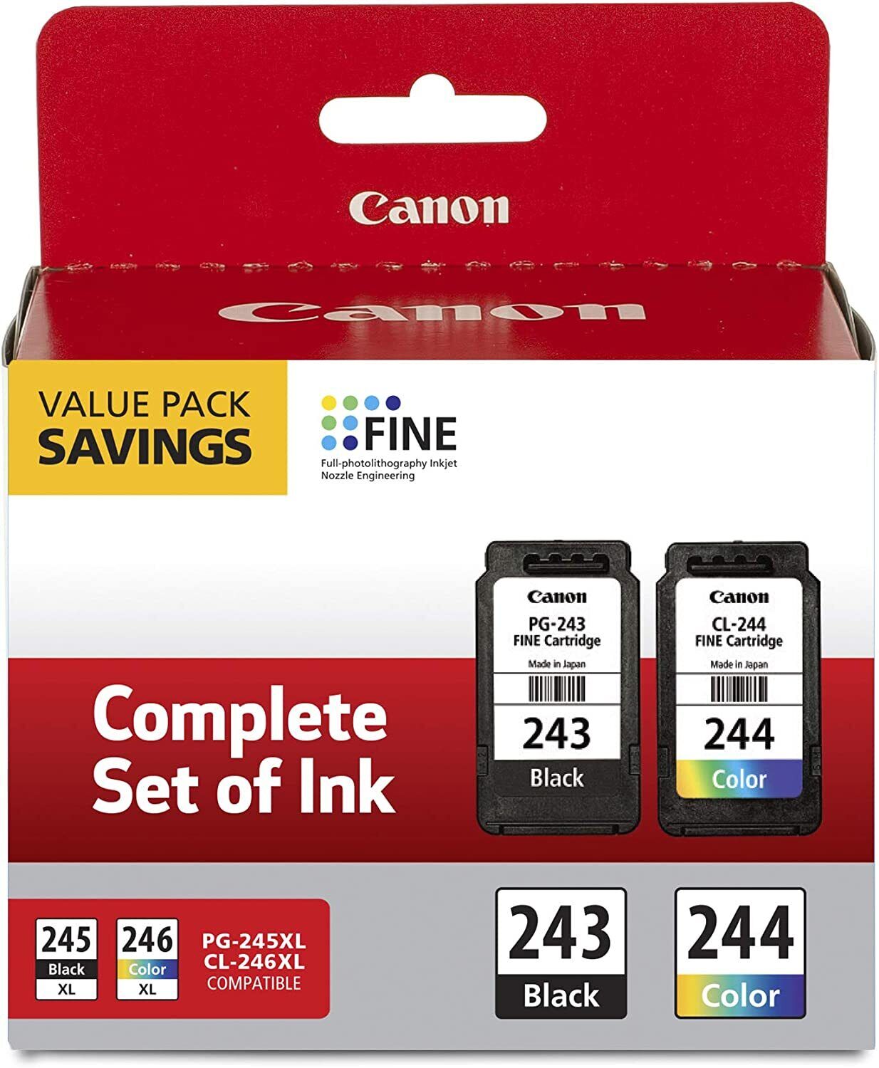 2 pack OEM Genuine Printer Cartridge for Canon Pixma PG-243 Black CL-244 Color