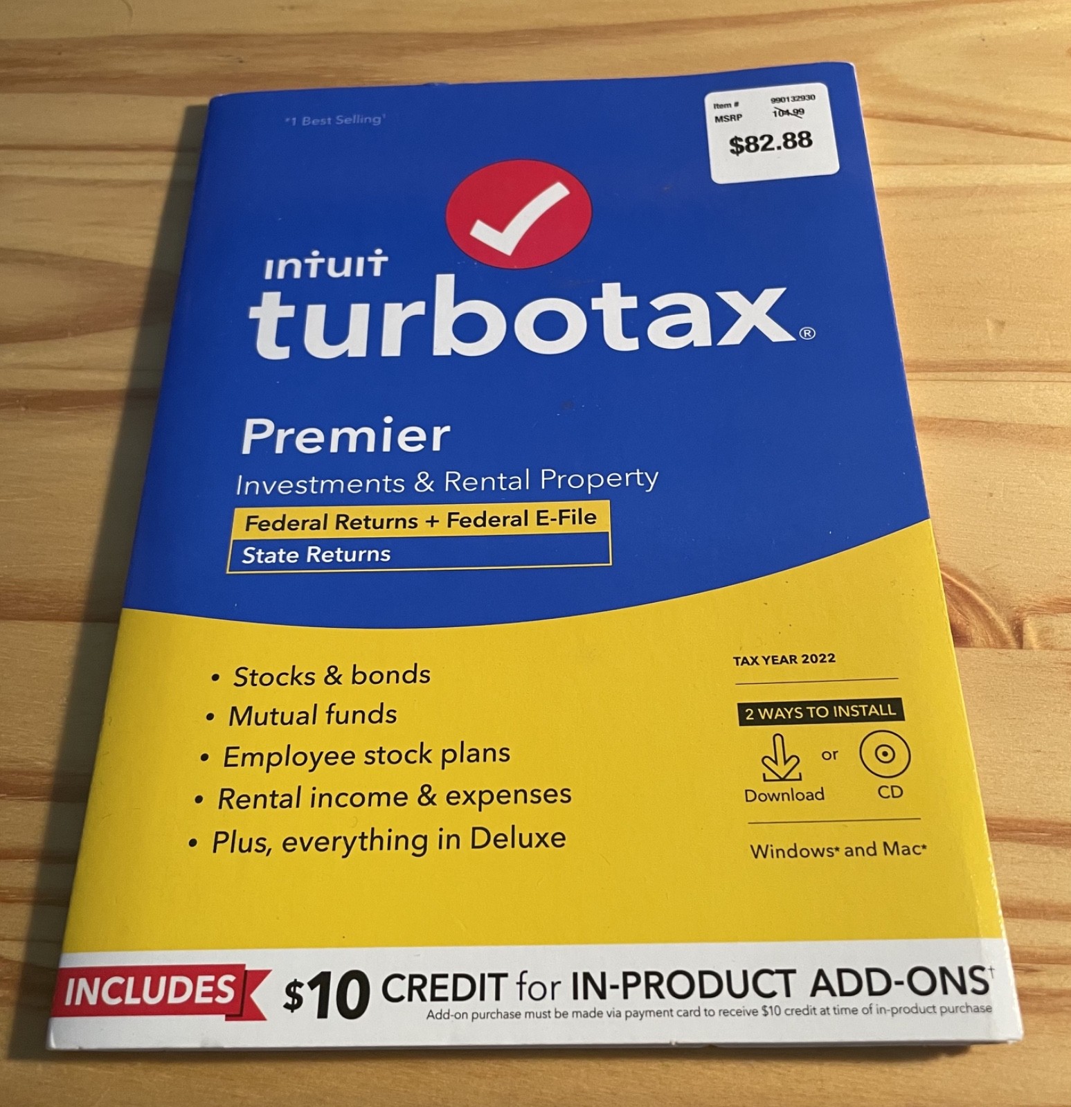 TurboTax Premier 2023 Federal + E-file + State For PC/Mac Disc Or Download