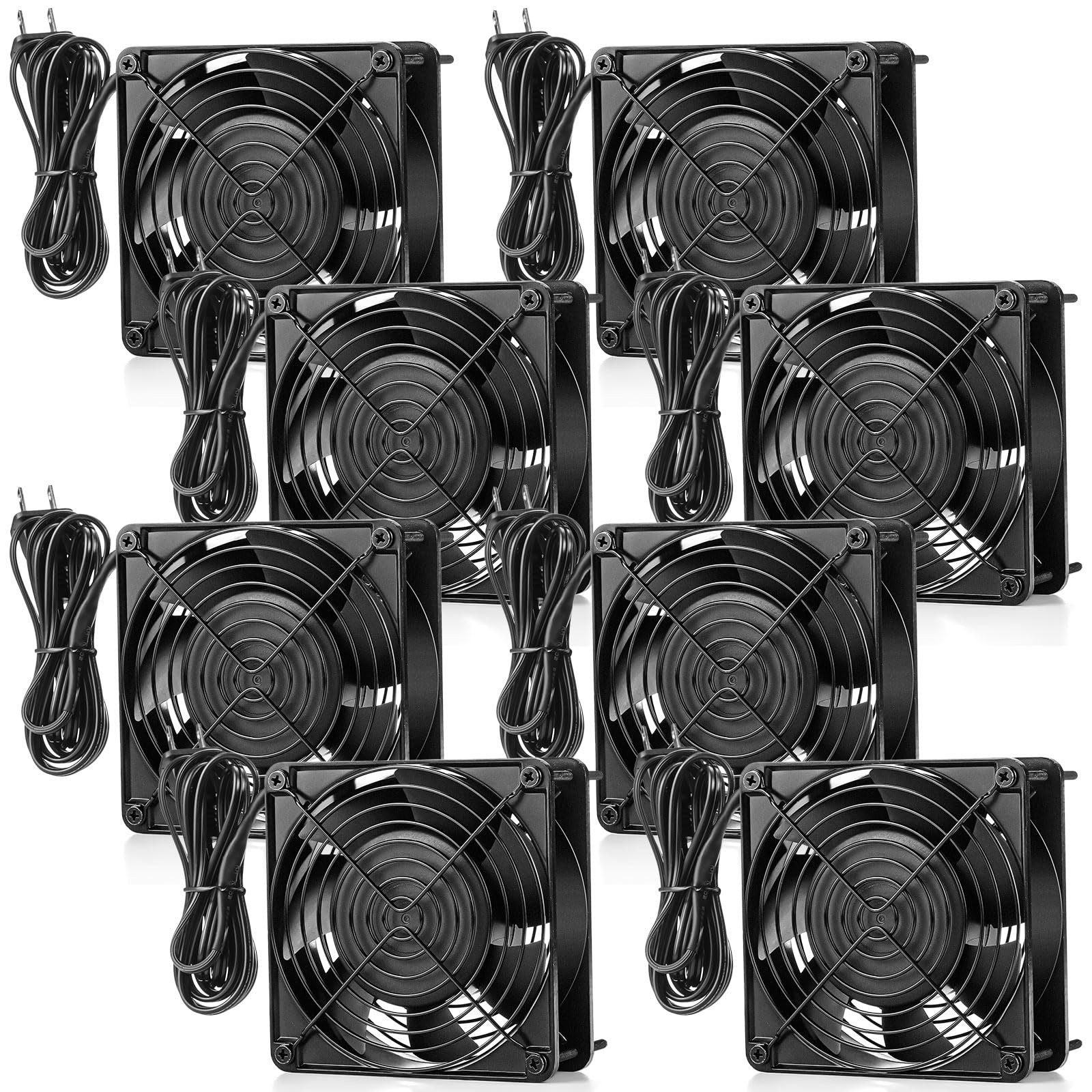 Glooglitter 8 Pack 120v Ac Cooling Muffin Fans, Exhaust Fans, 120mm*38mm