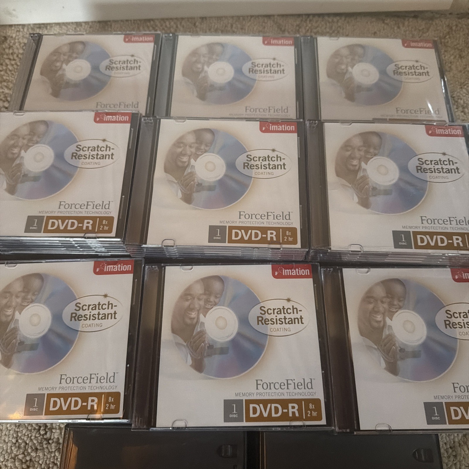 Lot Of 30 Packs Of Sealed 5pack Imation Dvd-R's And Lot Of 13 Black Cases