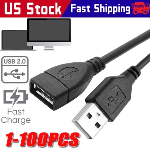 High-Speed USB-USB Extension Cable USB 2.0 Adapter Extender Cord Male/Female LOT