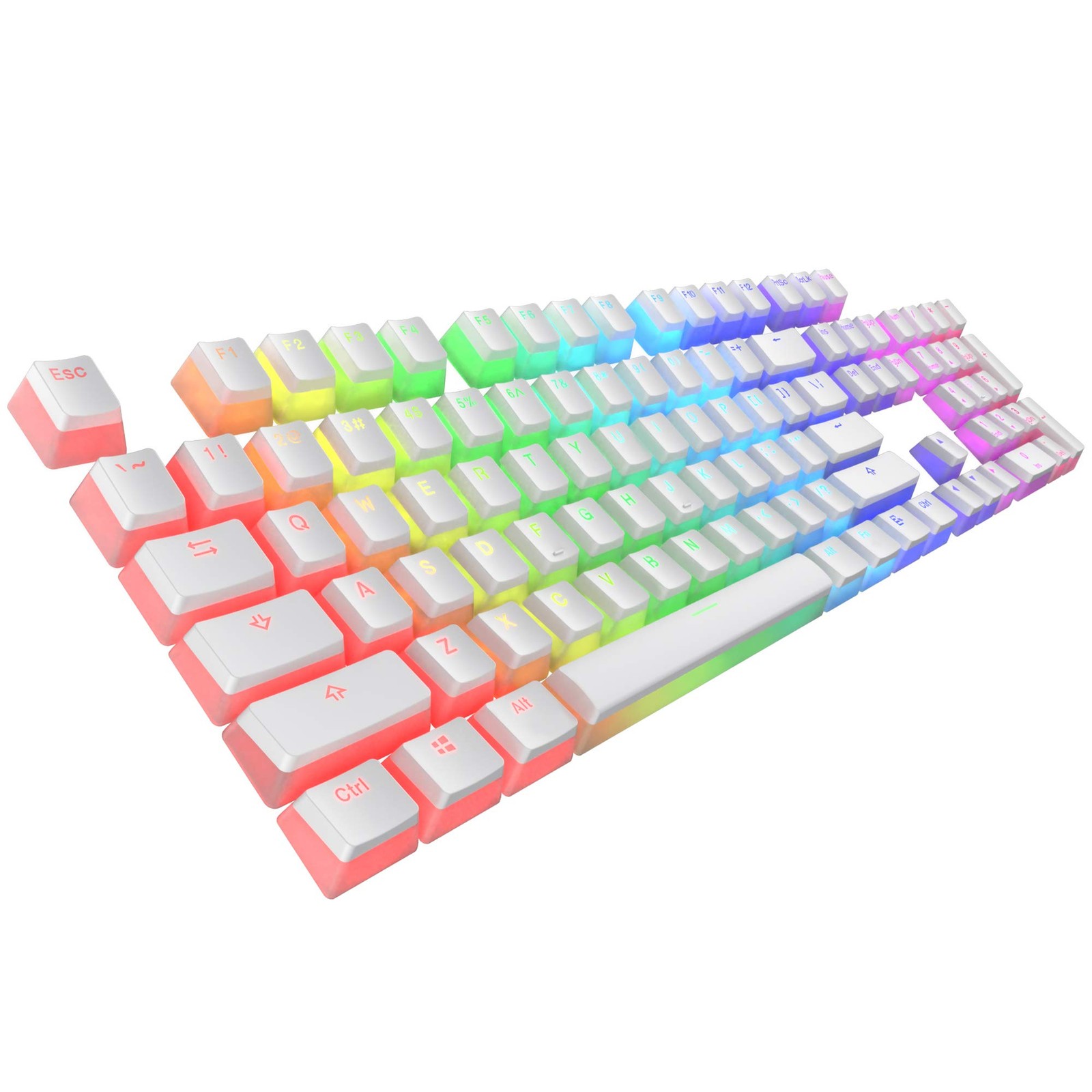 112 PCS White Pudding PBT Keycaps Set Clear JellyStyle Double Shot OEM