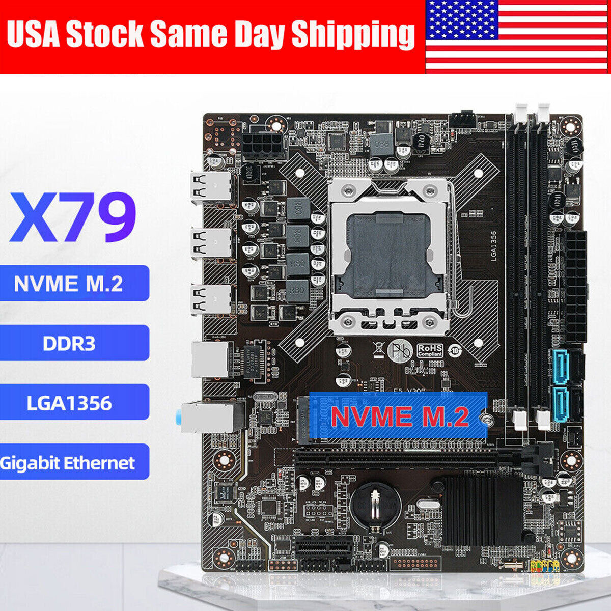 X79 Motherboard LGA 1356 Socket DDR3 RAM M.2 NVME Support Xeon E5 CPU Desktop