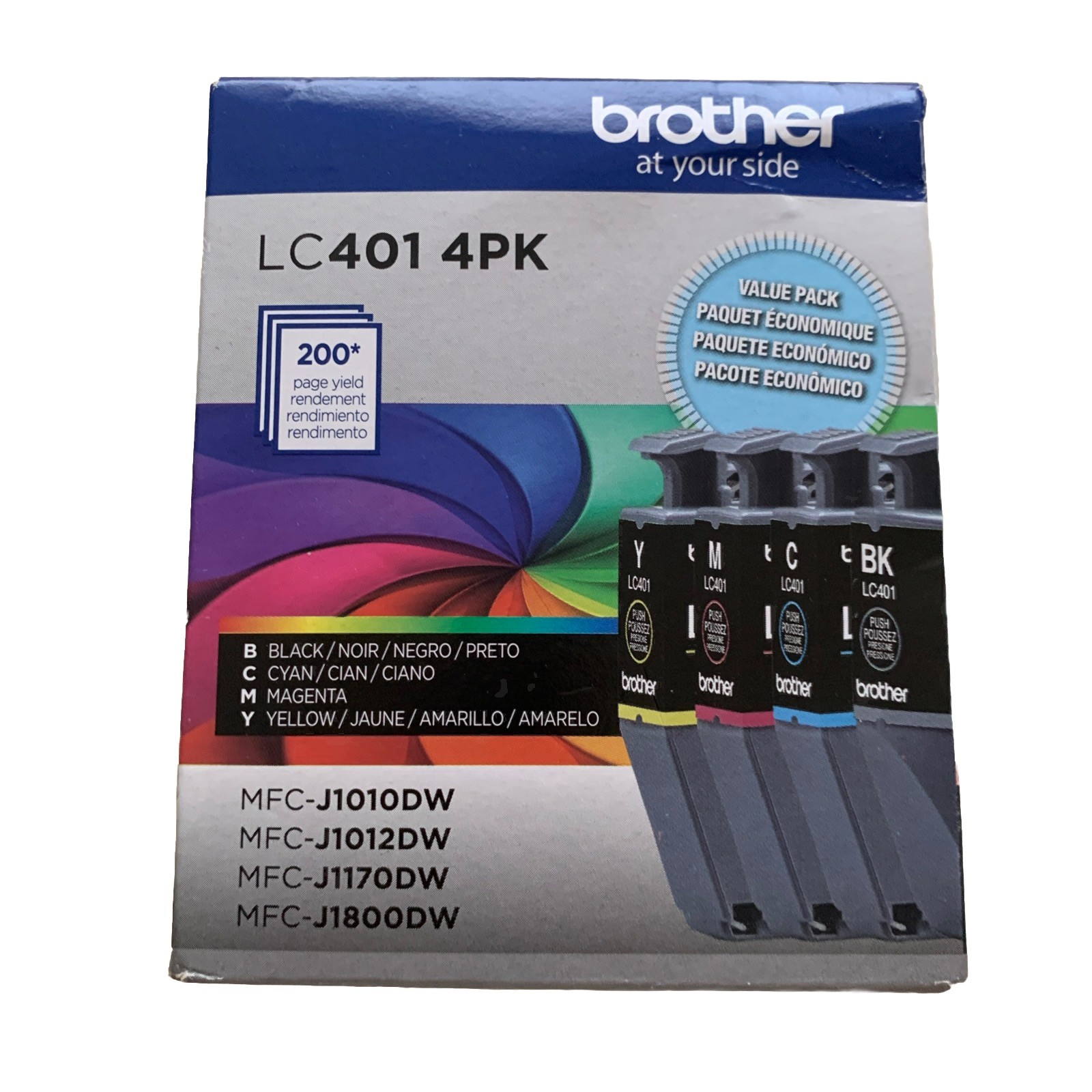 Genuine Brother LC401 Black Cyan Magenta Yellow 4PK Ink Cartridges Exp 2028/2029