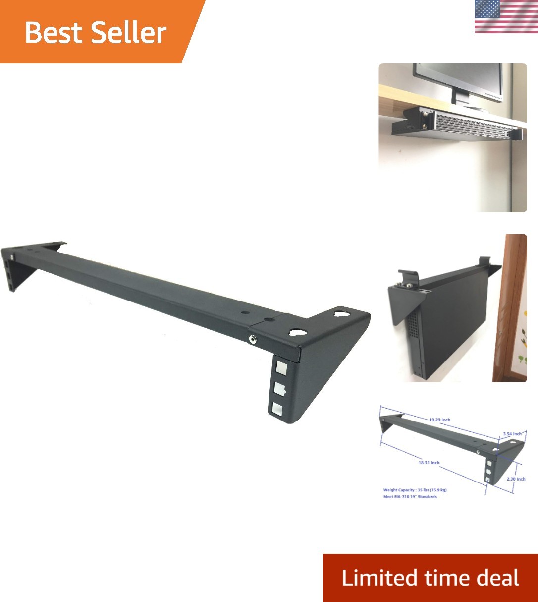 Durable 1U Vertical Wall Mount Rack for Sonicwall Firewall & Network Devices