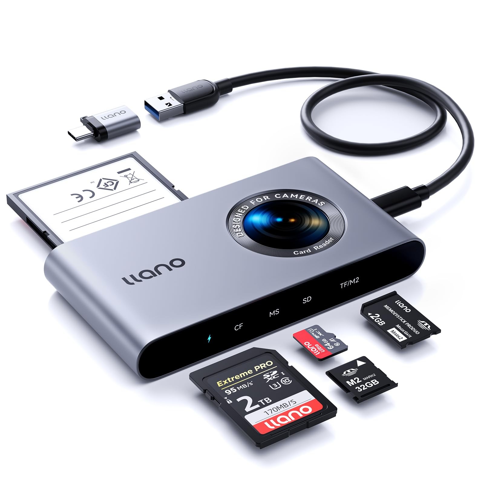5 in 1 Multi Card Reader, for CompactFlash/MS/M2/SD/TF Memory Cards