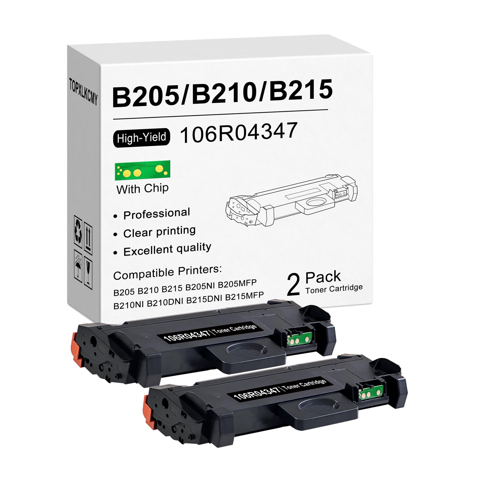 B205/ B210/ B215 (2-Pack, High Yield) Black Toner Cartridge Replacement for
