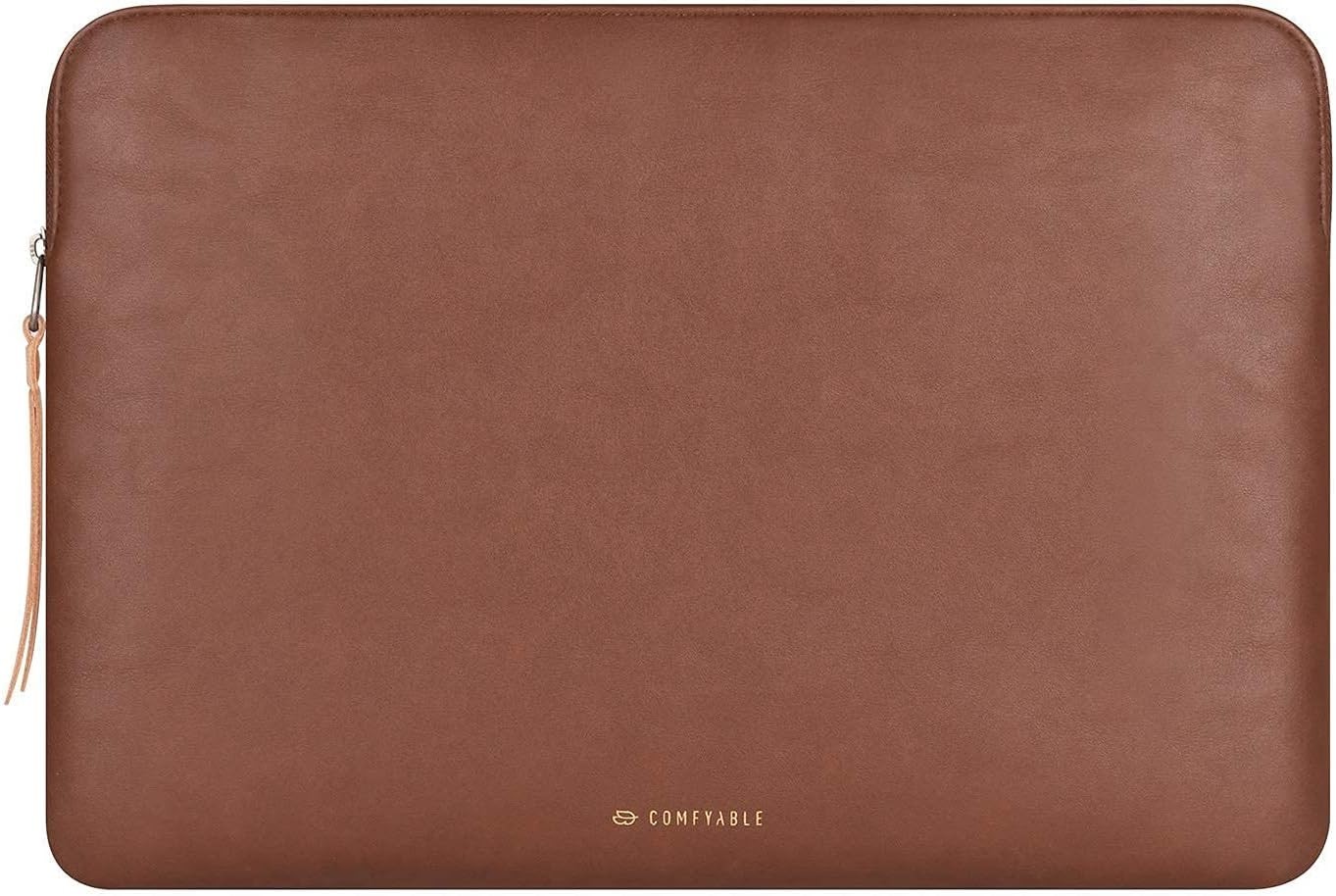 Brown PU Leather Laptop Sleeve, Slim Case for 15" MacBook Air M5 & 14" Pro M5