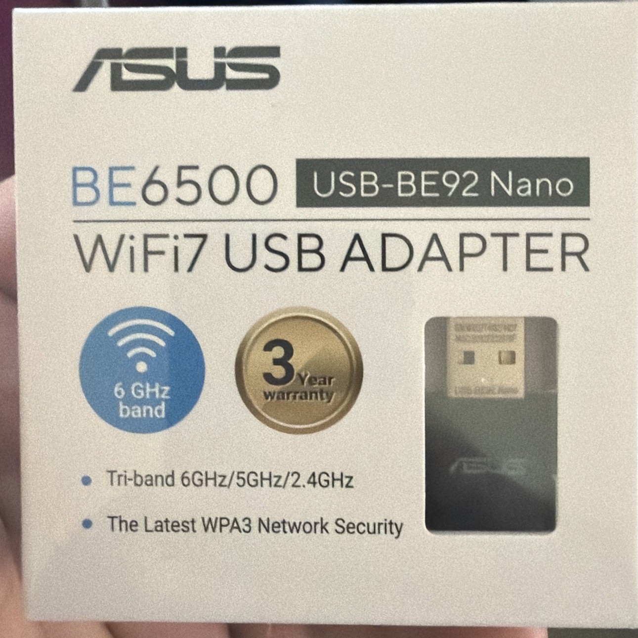 New ASUS BE6500 USB-BE92 Nano WiFi7 USB Adapter USB-BE92 NANO 