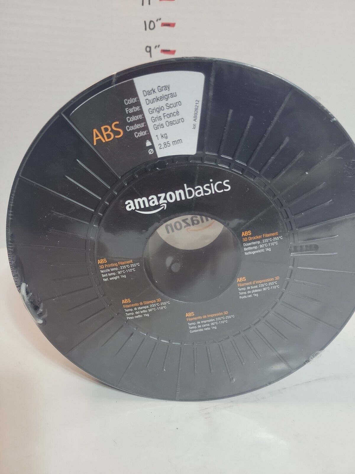 Amazon Basics ABS 3D Printer Filament 2.85mm Dark Gray Spool(New)