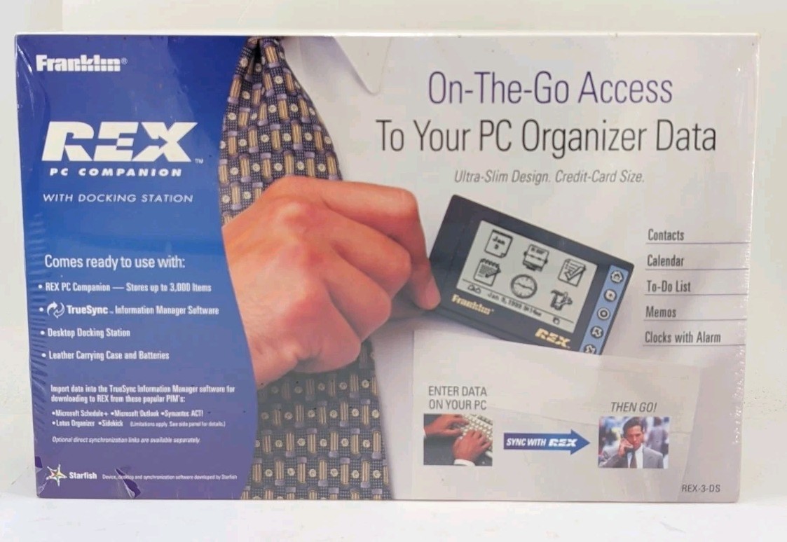 Franklin REX PC Companion Organizer Dock TrueSync Complete Box 90s VTG