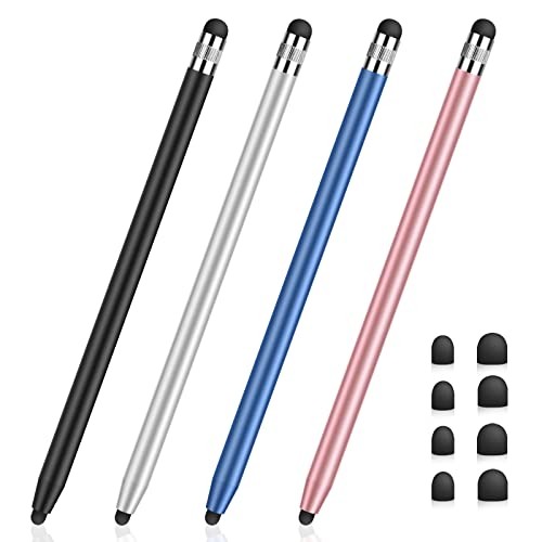MEKO Stylus Pen 4-Pack with Replacement Rubber Tips Compatible with iPad iPhone