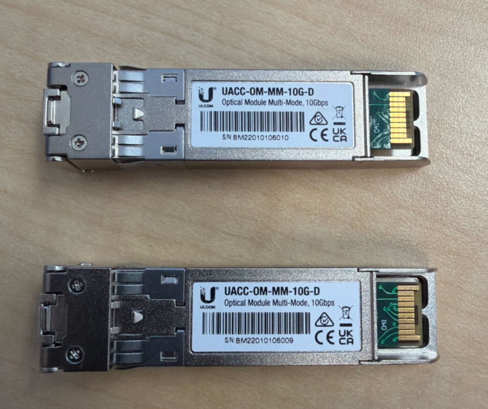 Lot of 2 Ubiquiti UACC-OM-MM-10G-D-2 10G SFP+ MM Fiber Modules