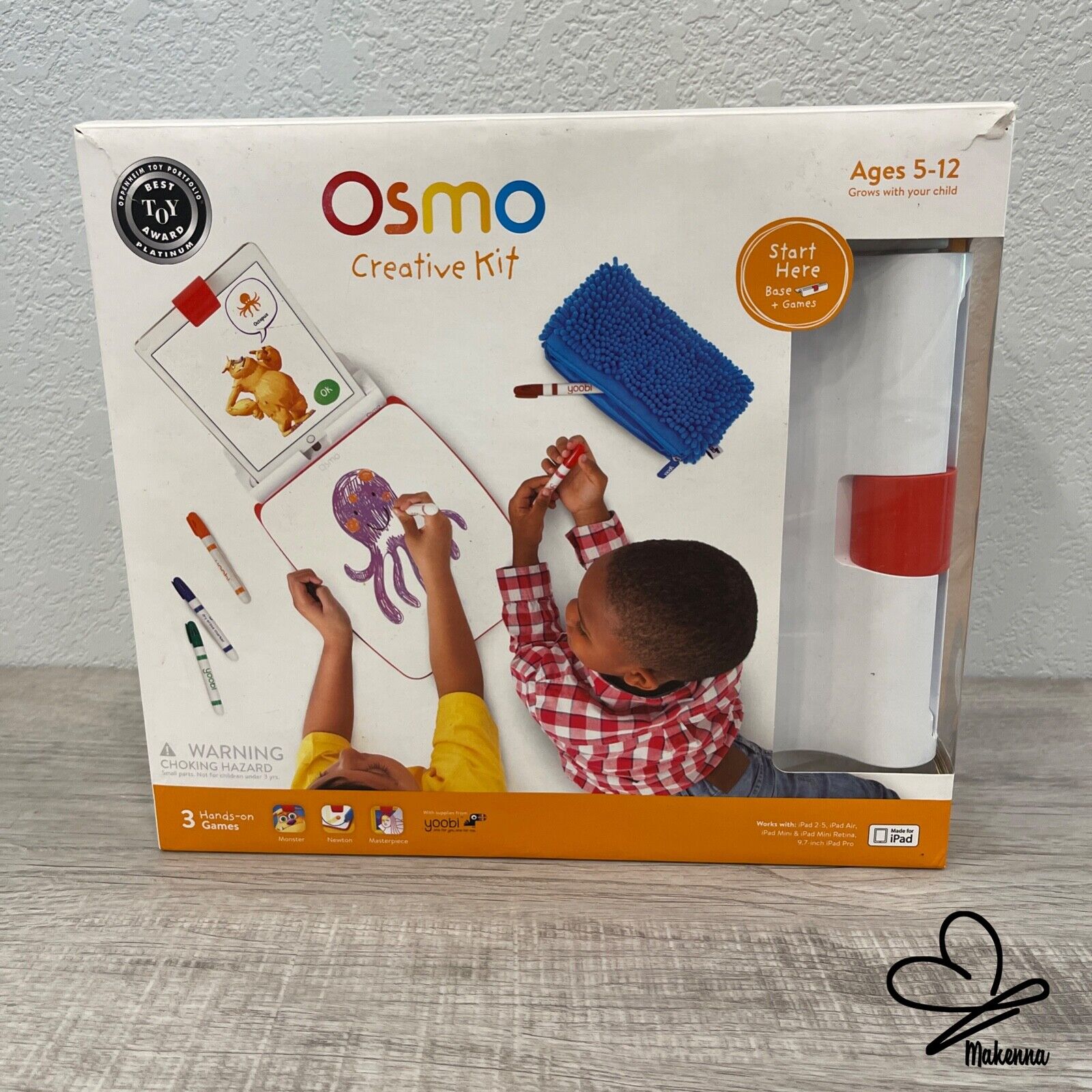 Osmo Learning System Creative Kit Dry Erase Board, Markers w/ Case & iPad Base