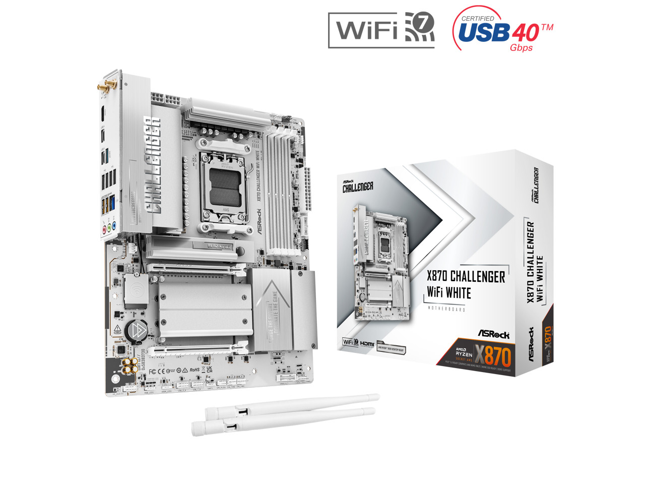 ASRock X870 Challenger WiFi White AM5 AMD X870 ATX Motherboard
