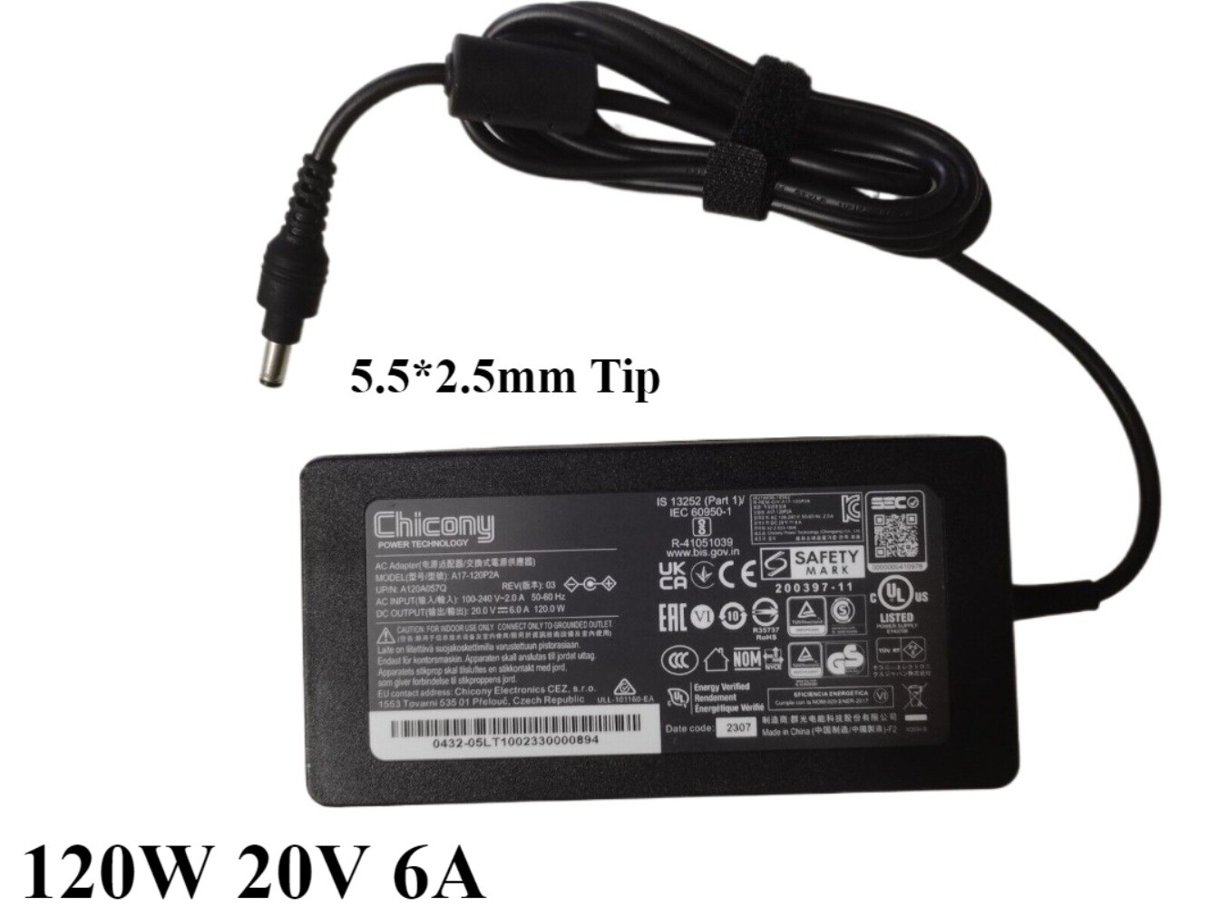 Genuine Chicony 20V 6A 120W AC Adapter for Asus NUC 13 Pro NUC13ANKi5 5.5*2.5mm