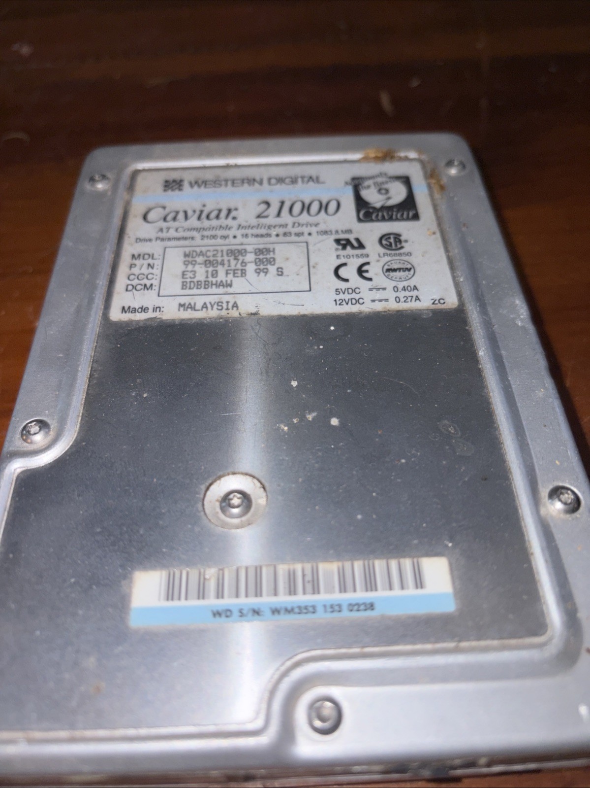 Western Digital Caviar 22100 WDAC22100-07H 2.1GB 5200RPM ATA IDE 3.5" Inch