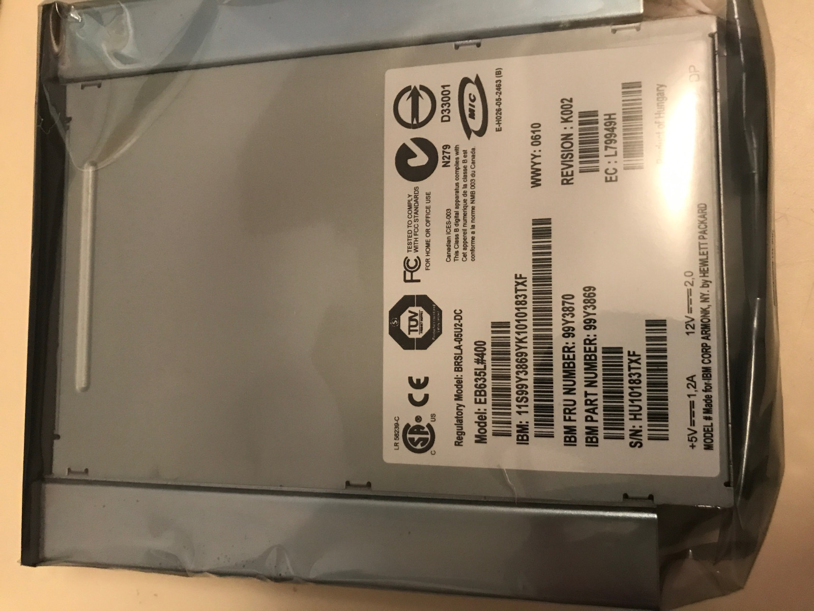 IBM 99Y3870 DAT160 INT USB Tape Drive 80/160GB 99Y3869 99Y3871 99Y3872 43W8494