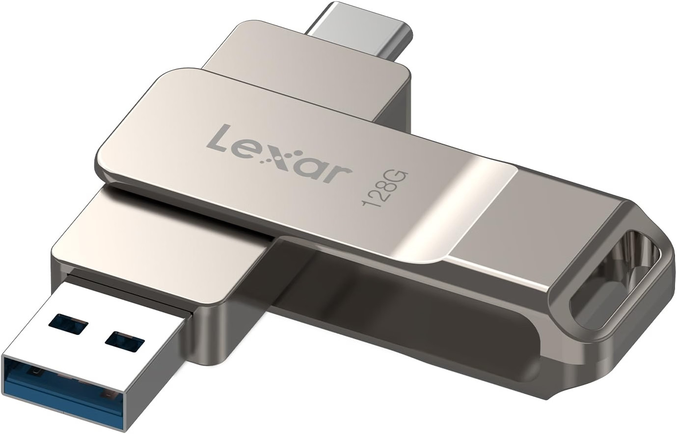Lexar D40E 128GB Dual USB 3.2 Gen 1 Type-C Jump Drive, Champagne Silver