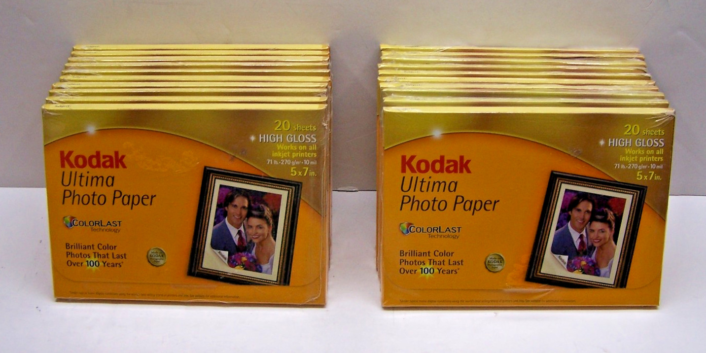 20 Pkgs. of Kodak Ultima Picture Paper for Inkjets, 5x7 Prints, High Gloss, NEW