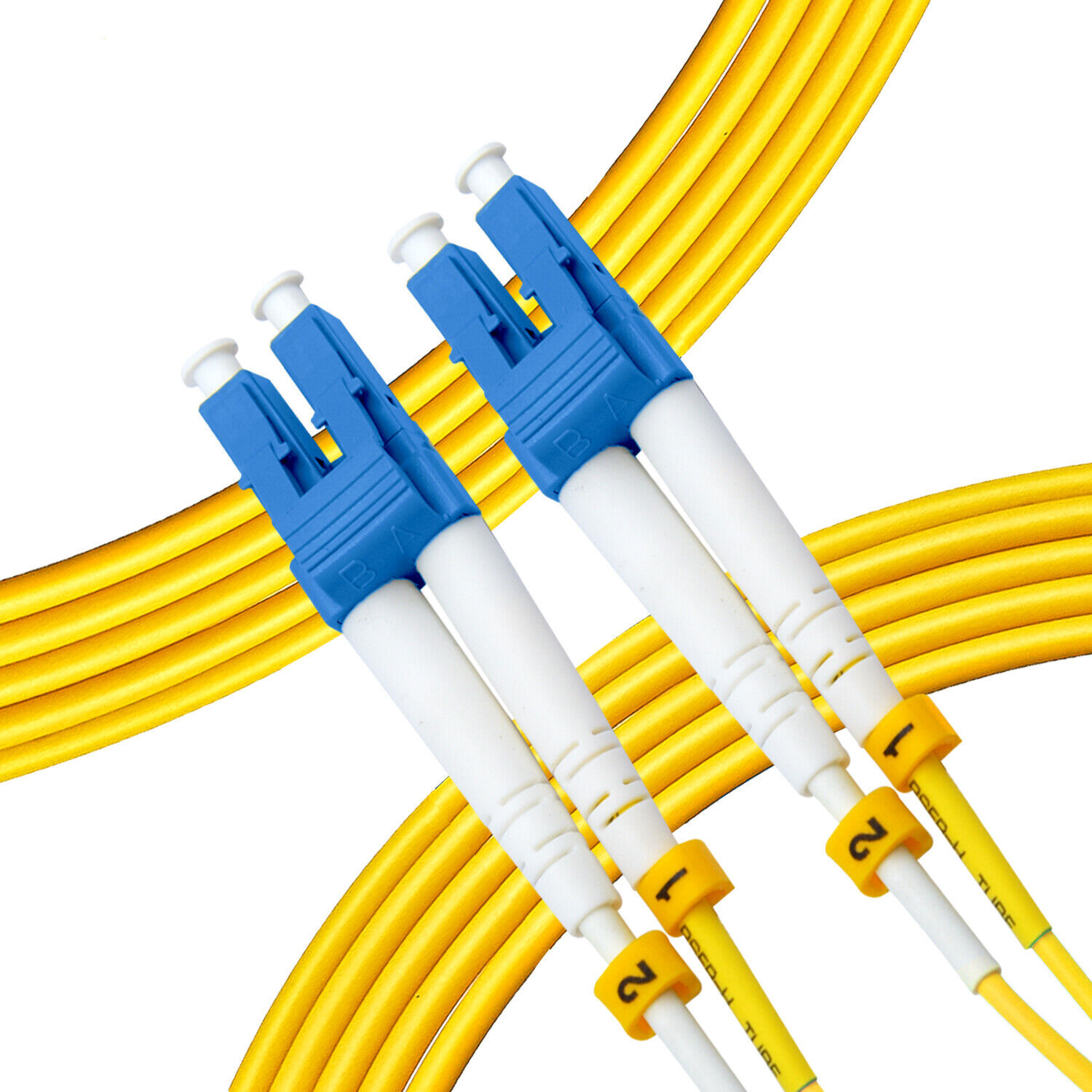 OS2 LC to LC Fiber Optic Patch Cable Single Mode Duplex  Yellow 9/125 SMF 1M-15M