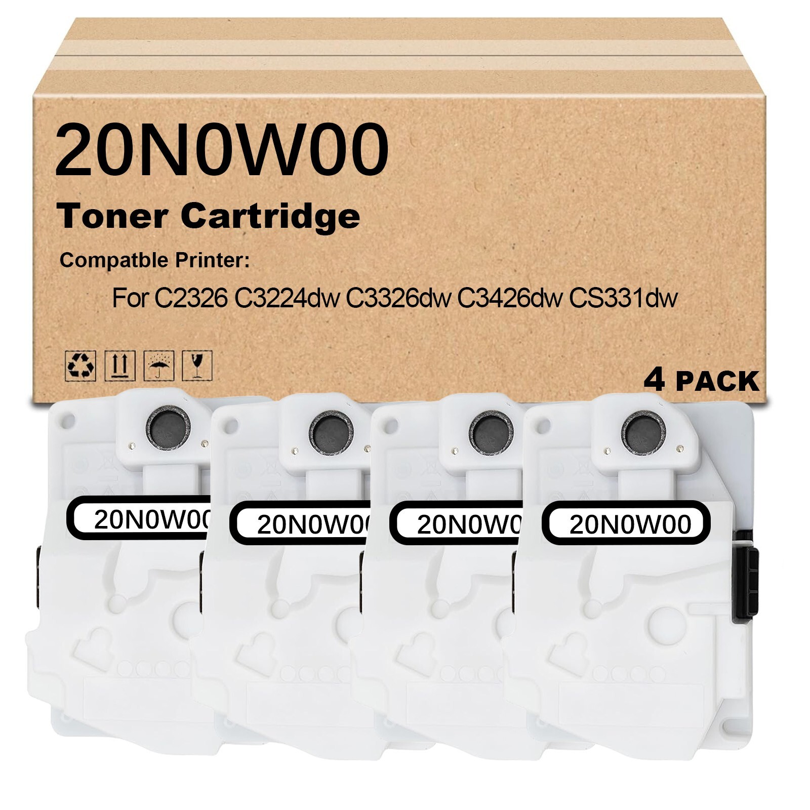 4 Pack 20N0W00  Waste Toner Cont for C2326 C3224dw C3326dw C3426dw CS331dw