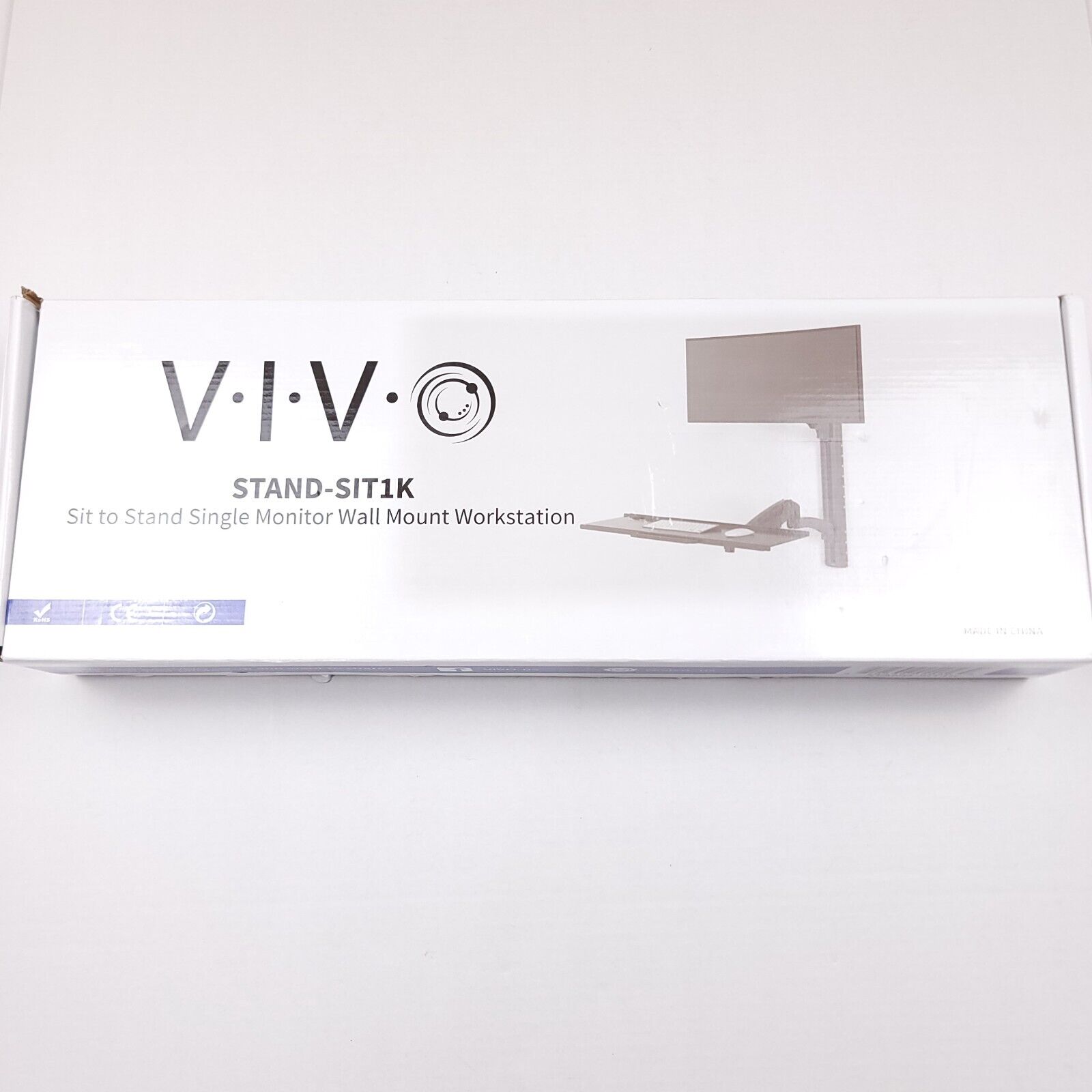 VIVO Black Sit-Stand Wall Mount Counterbalance Monitor Keyboard Workstation