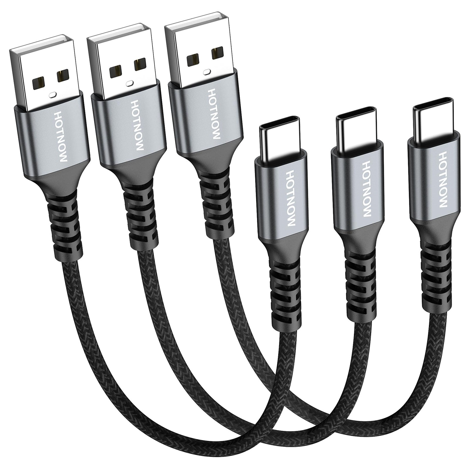 Short USB A to C Cable 0.5FT 3Pack, 6 inch C 3A 0.5FT, Black