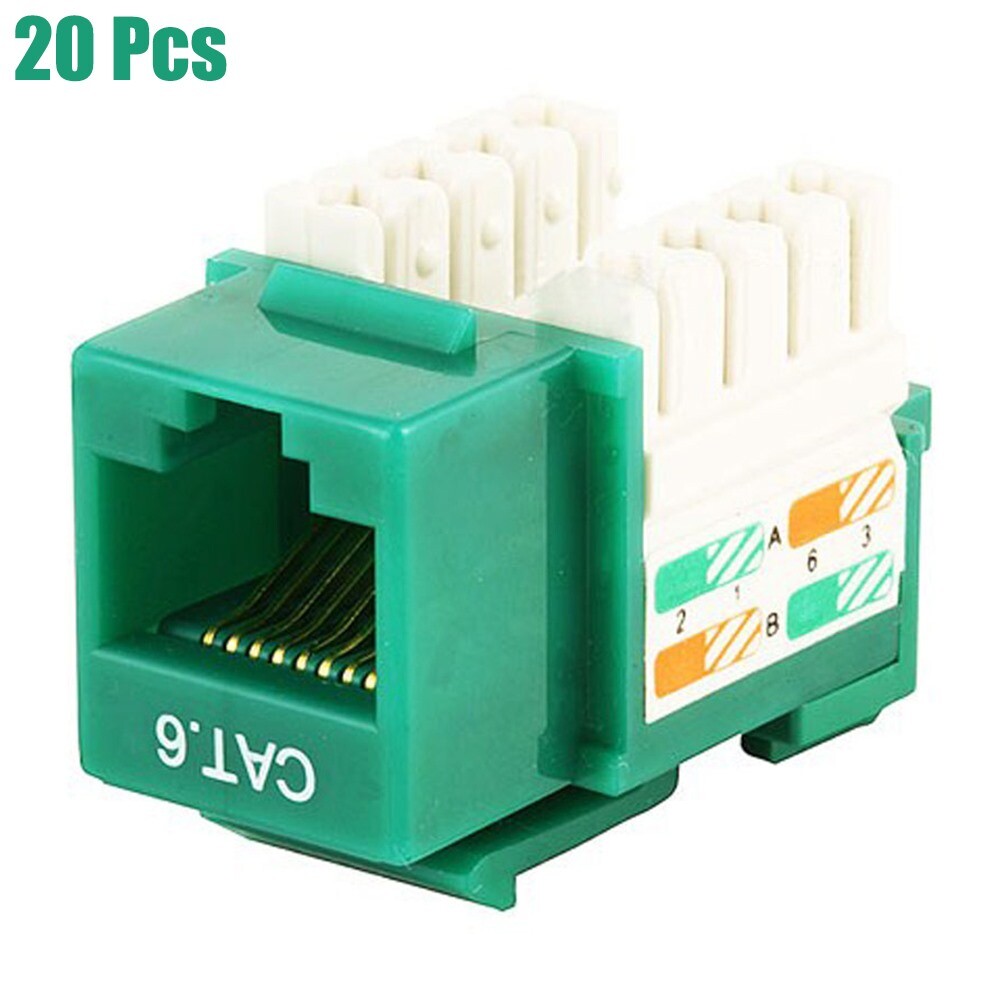 20 Pcs Cat6 RJ45 Network LAN Ethernet Keystone Jack 110 Punch Down 8P8C Green