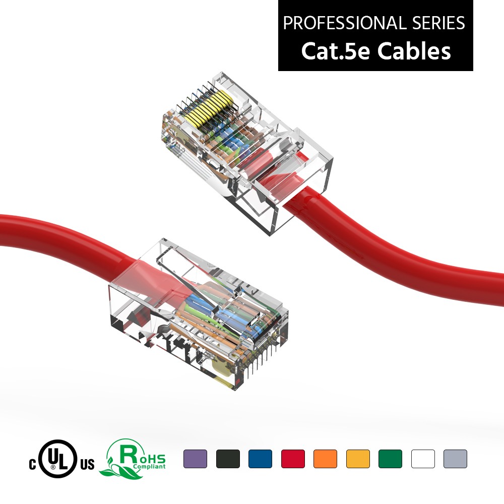 15 Pack of 5Ft CAT5E UTP Ethernet Network Non Booted Cable Red