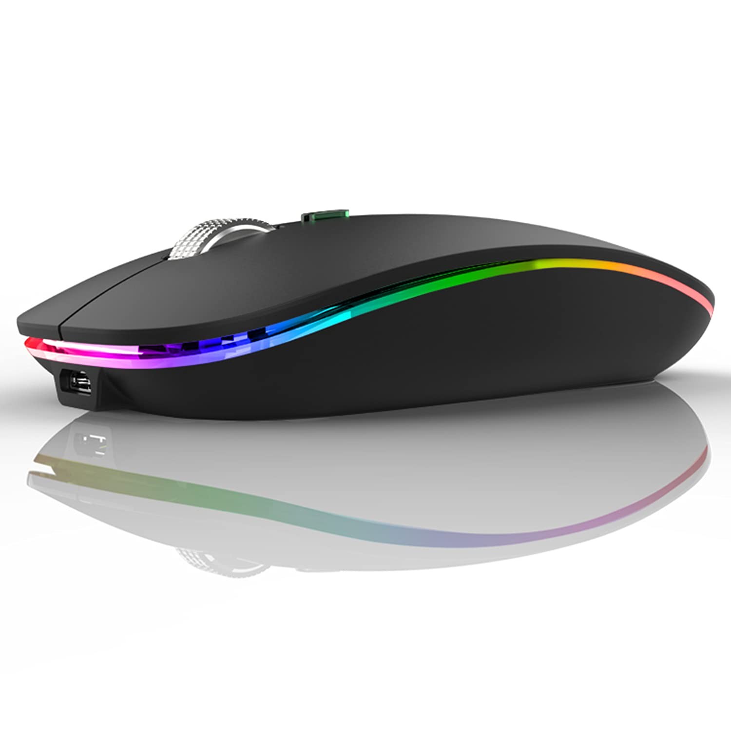 LED Wireless Mouse G12 Slim Rechargeable Silent Matte Black