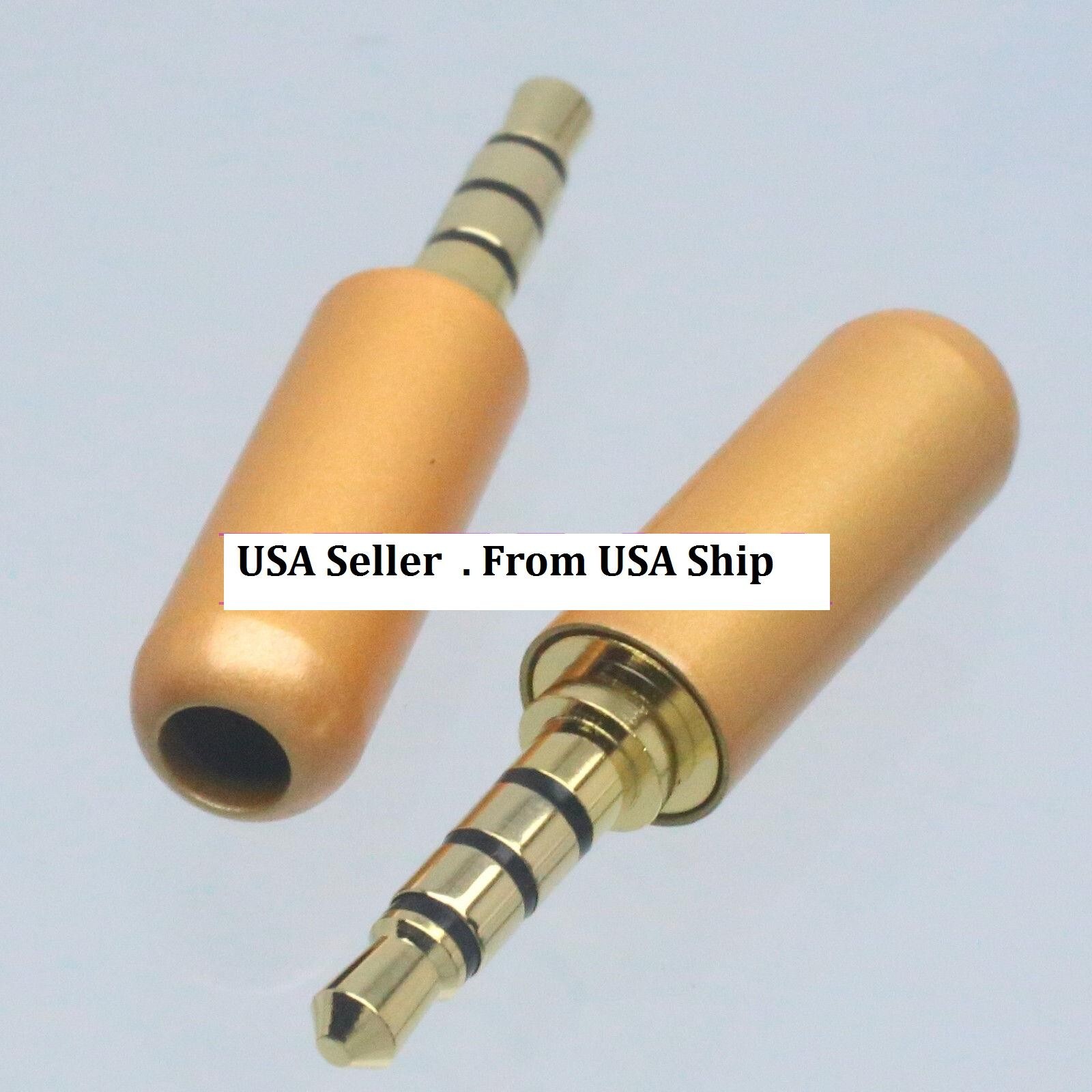 5 pack 1/8" 3.5mm 4 pole stereo video TRRS solder male plug cell iphone cable US