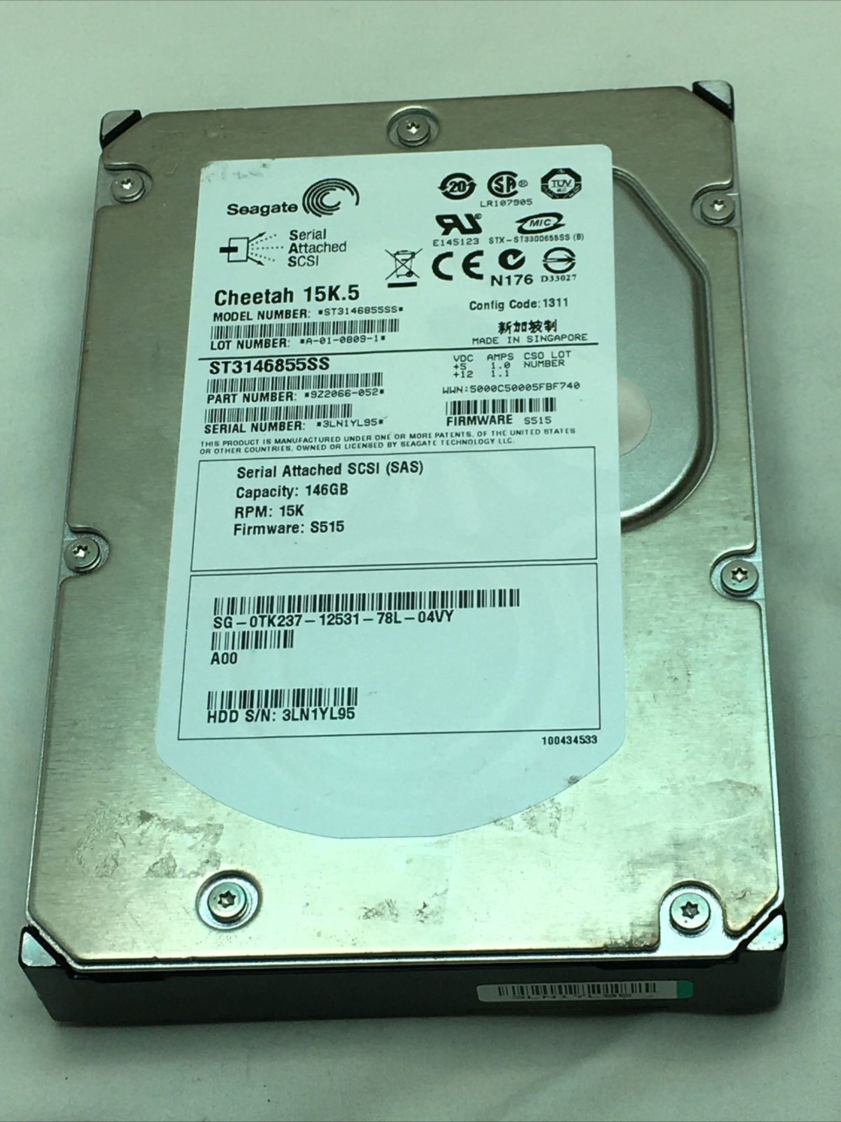 Seagate Cheetah 15K.5 146.8GB Internal 15000RPM 3.5" (ST3146855SS) HDD